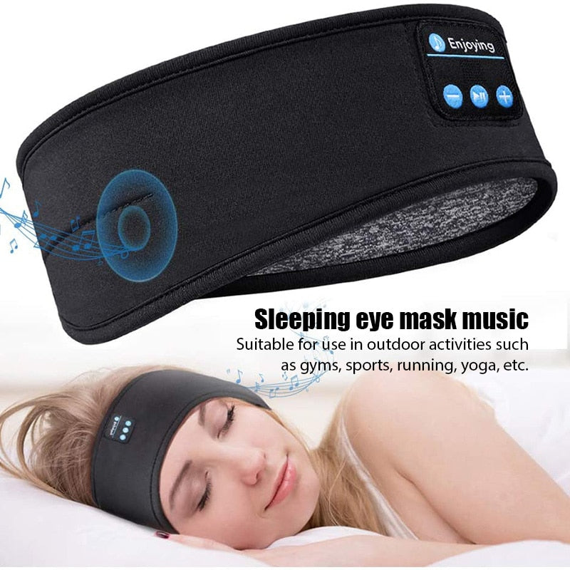 Sleep Soundly with Wireless Bluetooth Headband: Comfortable Music Earphones and Eye Mask