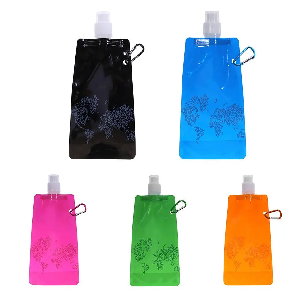 Portable Soft Flask Set: Foldable Water Bags for Outdoor Adventures—Available in 480/700ml with Bonus Water Bucket