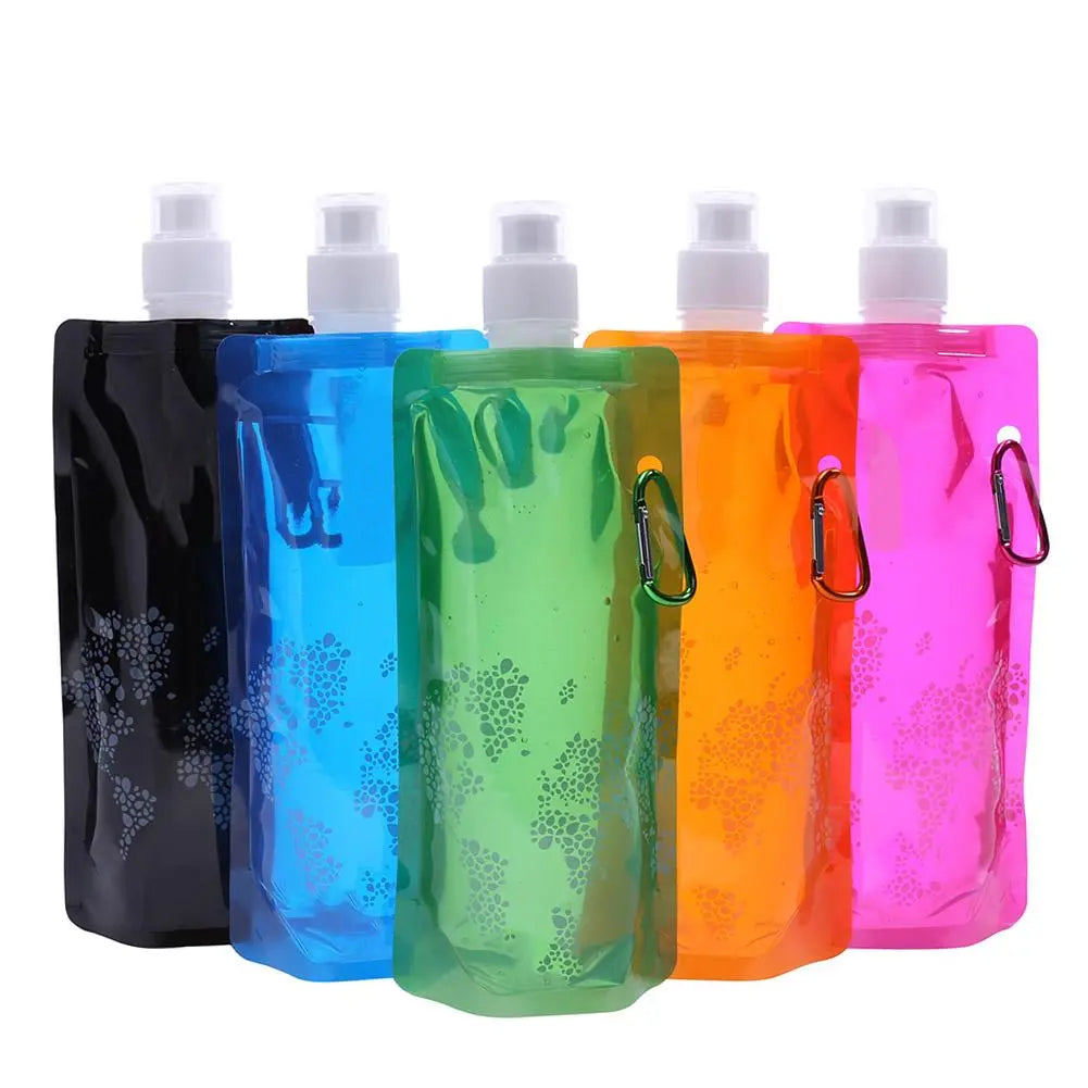 Portable Soft Flask Set: Foldable Water Bags for Outdoor Adventures—Available in 480/700ml with Bonus Water Bucket