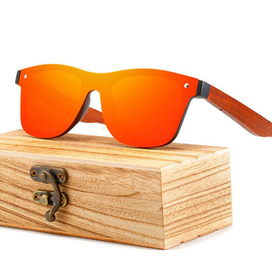 Stylish Eco-Friendly Bamboo Sunglasses with Square Mirror Lenses – UV400 Protection for Men & Women