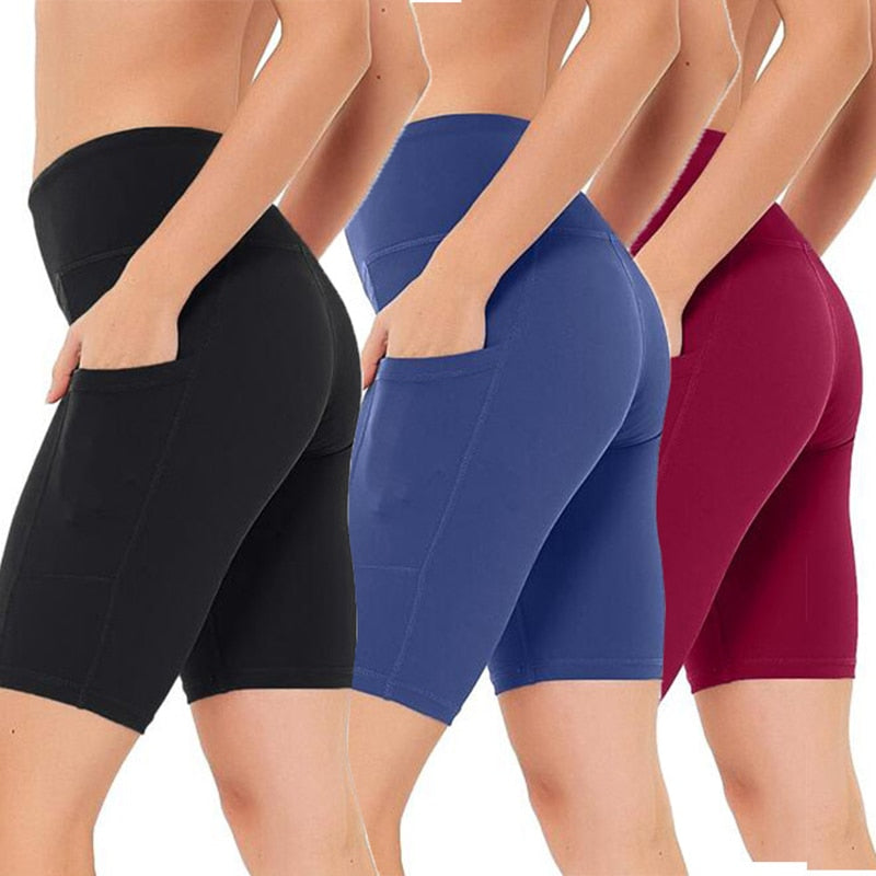 High-Waist Sculpting Yoga & Running Shorts for Women: Featuring Pockets and Push-Up Design for Ultimate Fitness Comfort