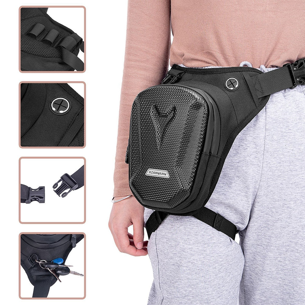 All-Weather Motorcycle Waist & Leg Bag: Waterproof Fanny Pack with Glove Storage—Perfect for Biking Adventures